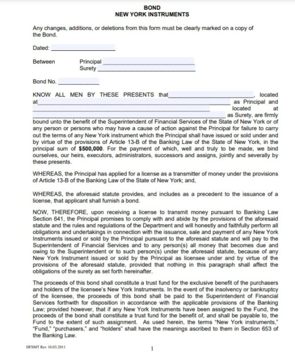 New York Money Transmitter Bond: A Comprehensive Guide