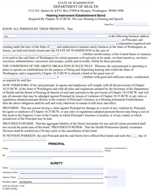 Washington Hearing Instrument Establishment Bond: A Comprehensive Guide